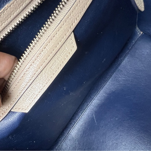 Celine Medium Luggage Bi-Color Beige Tan & Navy Blue Tote - Authentic - Picture 11 of 13